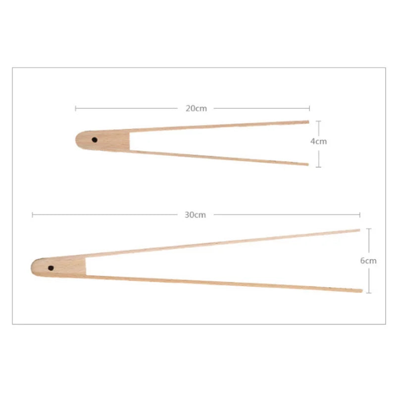 Ensemble de pinces à grille-pain en bambou